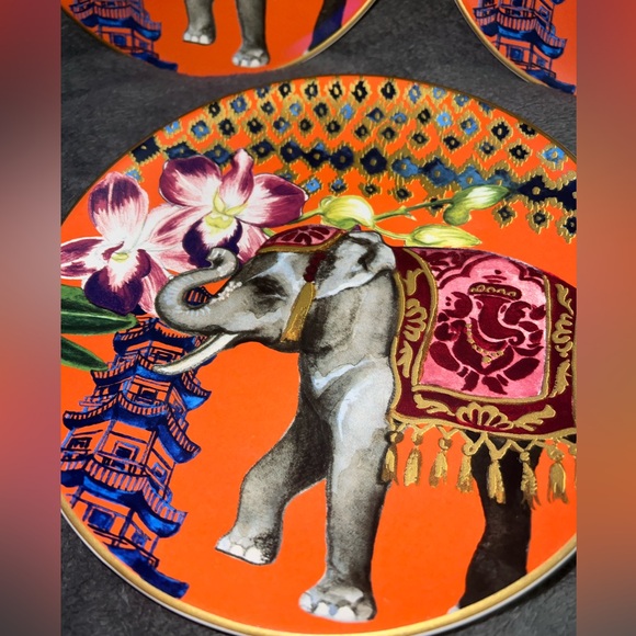 Williams Sonoma RAJ Thai Palace Salad Plates Set of 5 Elephant Very Hard To Find - Picture 8 of 14